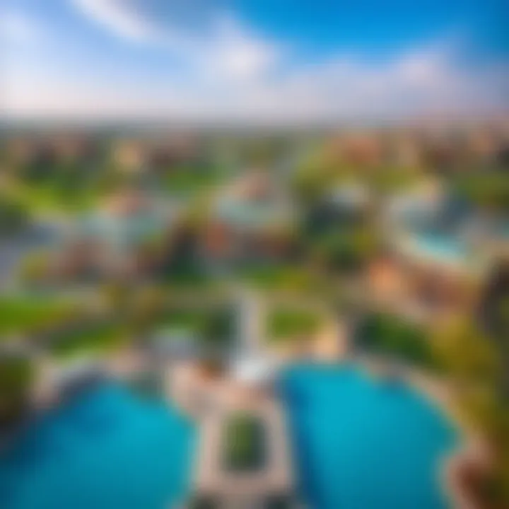 Aerial view of Damac Hills showcasing its lush landscapes and luxury villas