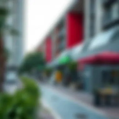 Amenities Around Dubai Creek Metro Station Surrounding amenities near Dubai Creek Metro Station including shops and cafes