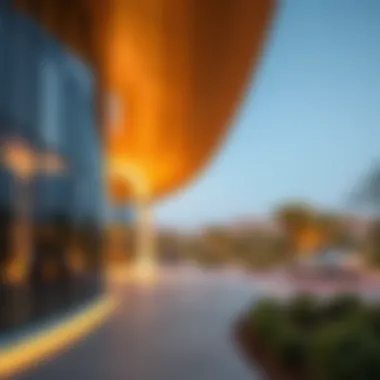 Architectural details of the park's design highlighting modern aesthetics