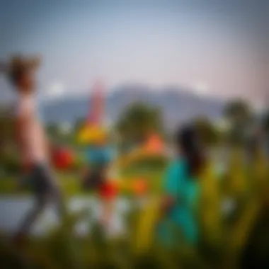 Community engagement activities taking place in the park