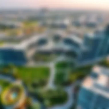 Aerial View of Park Point Aerial view of Park Point featuring lush greenery and modern architecture