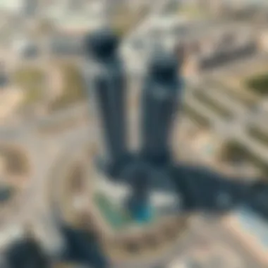 Aerial view of Dubai Science Park Towers highlighting integration with surrounding urban landscape