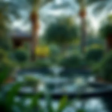 A tranquil pond surrounded by lush greenery in a city garden