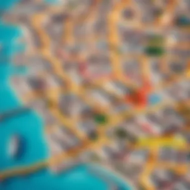 Map highlighting key neighborhoods for freehold properties in Dubai