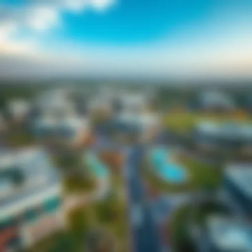 Aerial view of Layan Community showcasing its lush green spaces and modern architecture