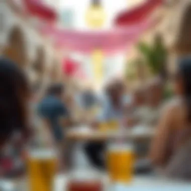 Vibrant social scene at a popular café in Palm Jumeirah, highlighting community life