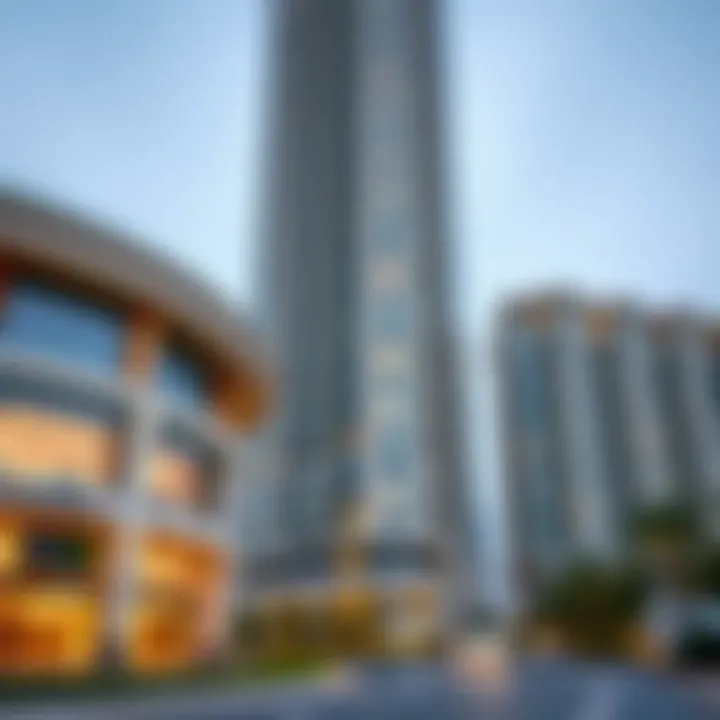 Close-up of the architectural design of Almas Tower