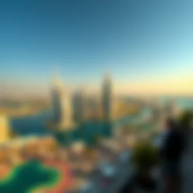 Breathtaking View of Dubai Skyline from One Palm Beautiful view of the Dubai skyline from One Palm's terrace