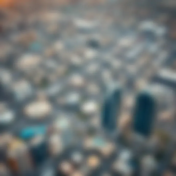 Aerial view of Dubai featuring the strategic location of Opal Business Center