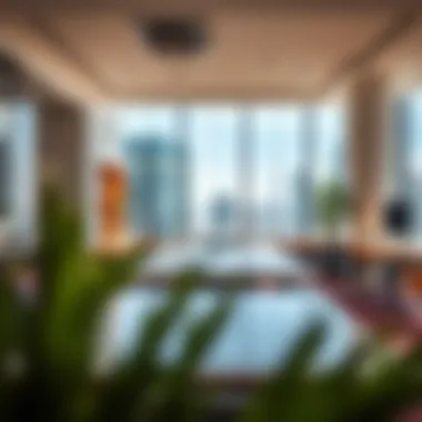 Interior view of a workspace in the Opal Business Center highlighting modern amenities