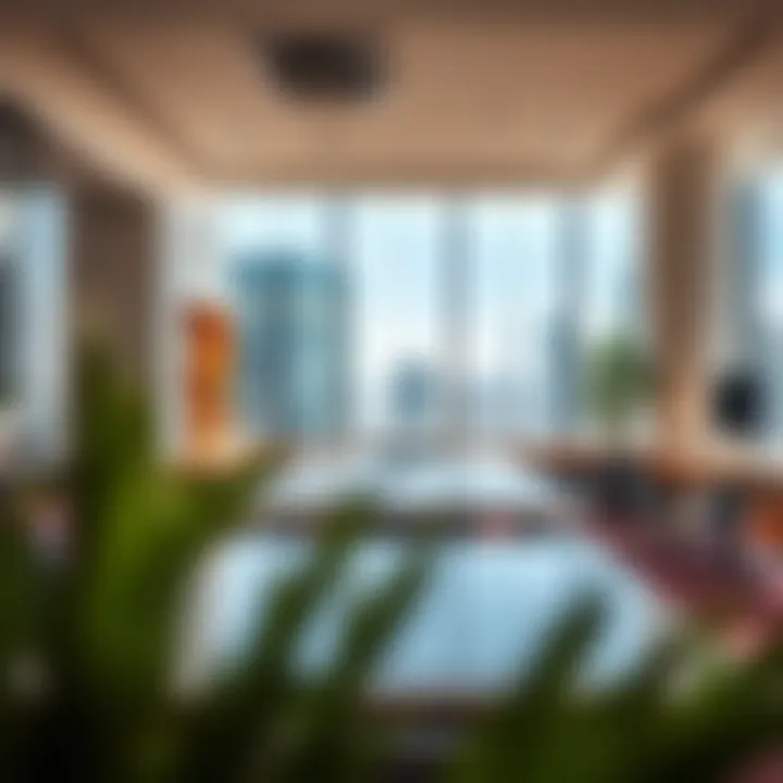 Interior view of a workspace in the Opal Business Center highlighting modern amenities