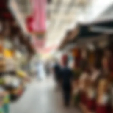 Diverse Marketplace in Dubai A bustling marketplace in Dubai filled with diverse businesses