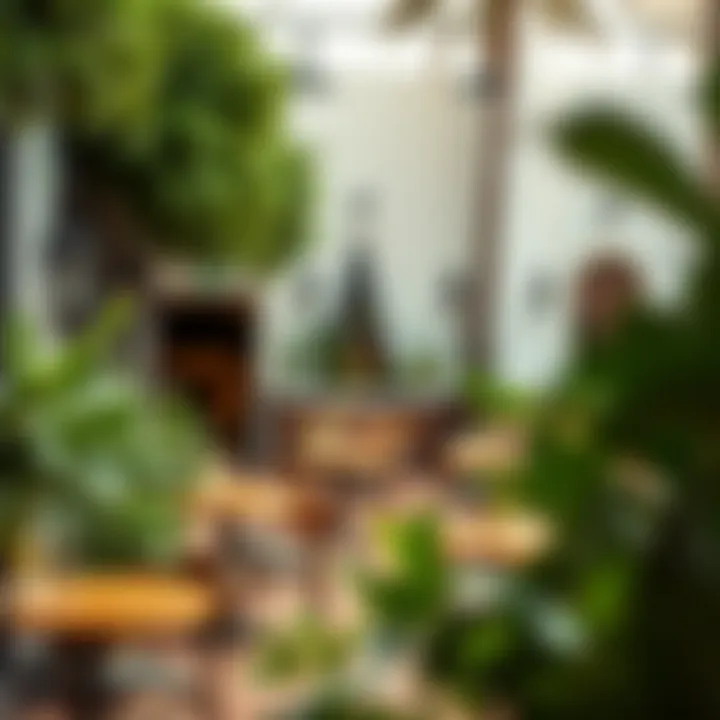 Charming Outdoor Café Space A beautiful outdoor dining area with greenery