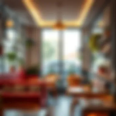 Welcoming Atmosphere of a Café Vibrant café interior design with inviting seating