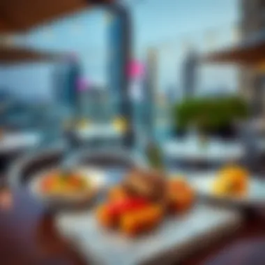 Delicious gourmet dishes served at a rooftop venue