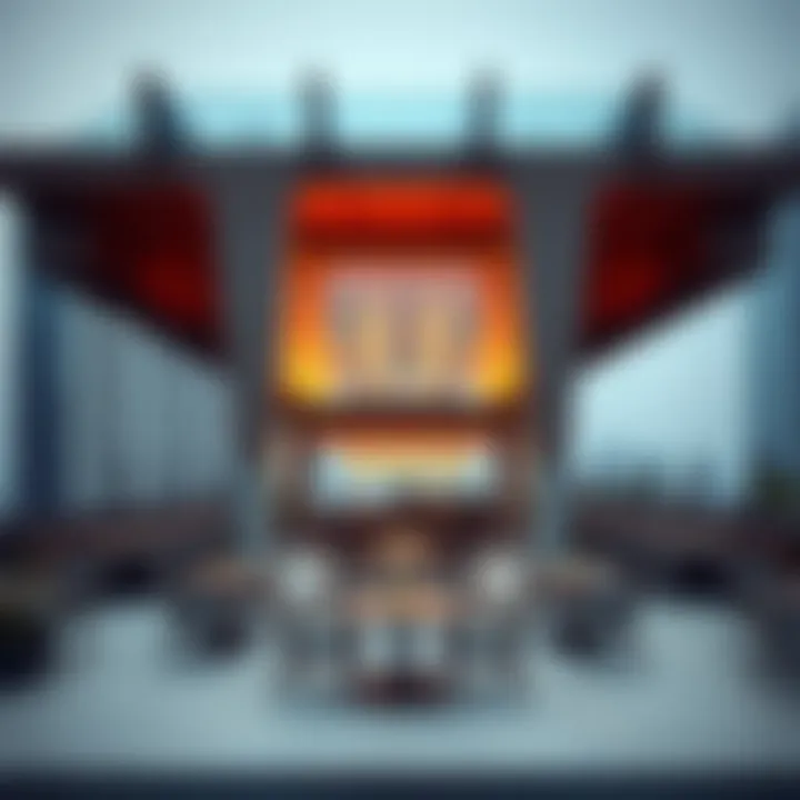 Modern architectural design of a rooftop cafe