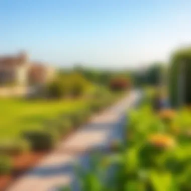 Serene Landscapes of Arabian Ranches Lush green landscapes and pathways in Arabian Ranches