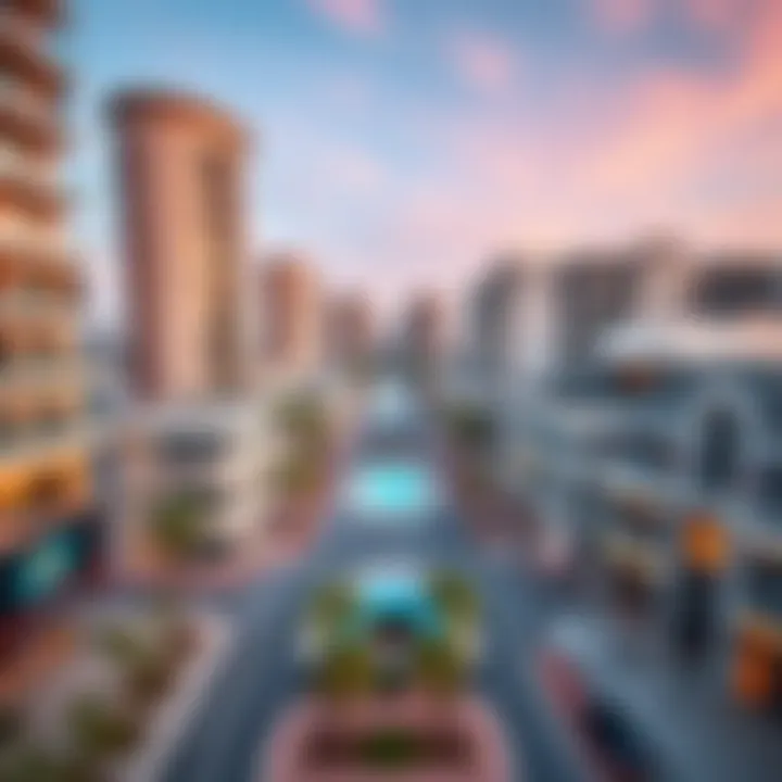 Aerial view showcasing the modern architecture of Saya City Walk