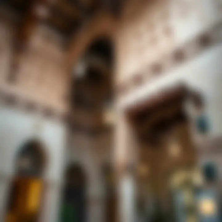 Architectural Harmony in Souk Al Marfa Intricate architectural details of Souk Al Marfa, blending traditional design with contemporary elements