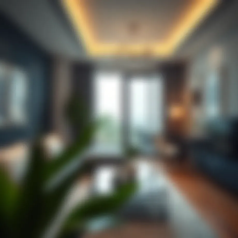 A modern studio apartment interior showcasing stylish decor
