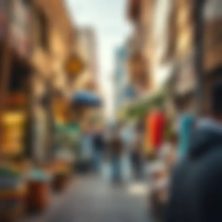 Bustling Atmosphere of Alsouq Street view of the market during the day
