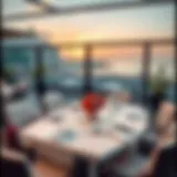 Elegant outdoor dining setup with stunning views overlooking the beach