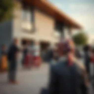 Community gathering near Tameem House illustrating local engagement