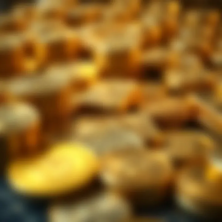 A close-up view of gold coins and bars highlighting investment opportunities