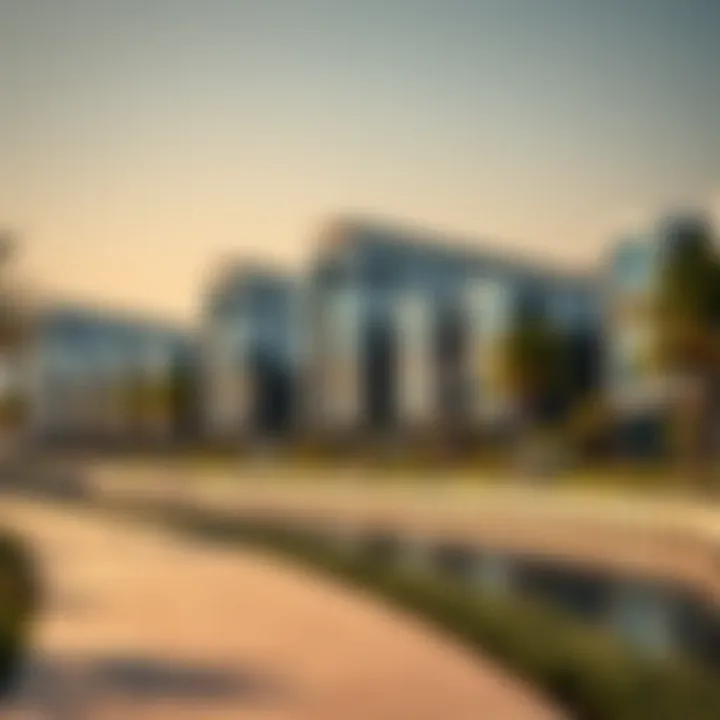 Modern real estate developments near Dubai lakes