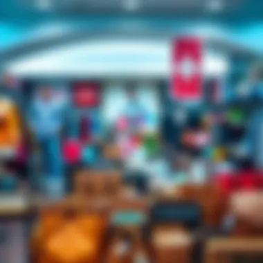 A vibrant display of various products available in Dubai's outlet stores, emphasizing variety and savings.