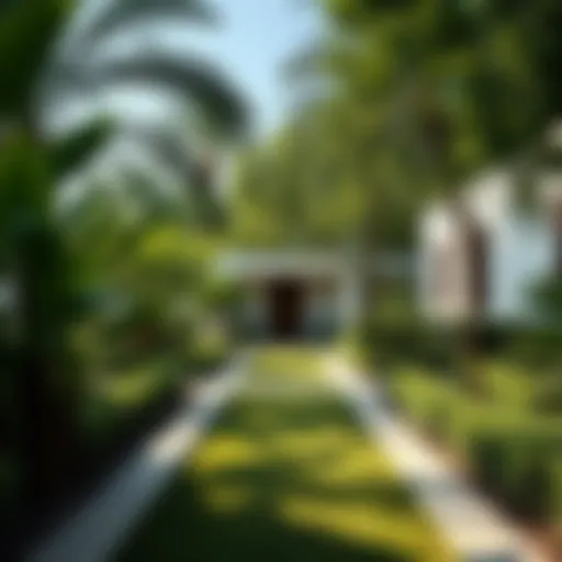 A serene garden in Dubai with lush greenery and quiet pathways