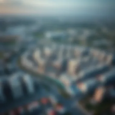 Aerial view of the Rabdan area showcasing its modern architecture