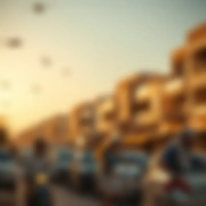 A vibrant community scene in Rabdan illustrating socio-economic growth