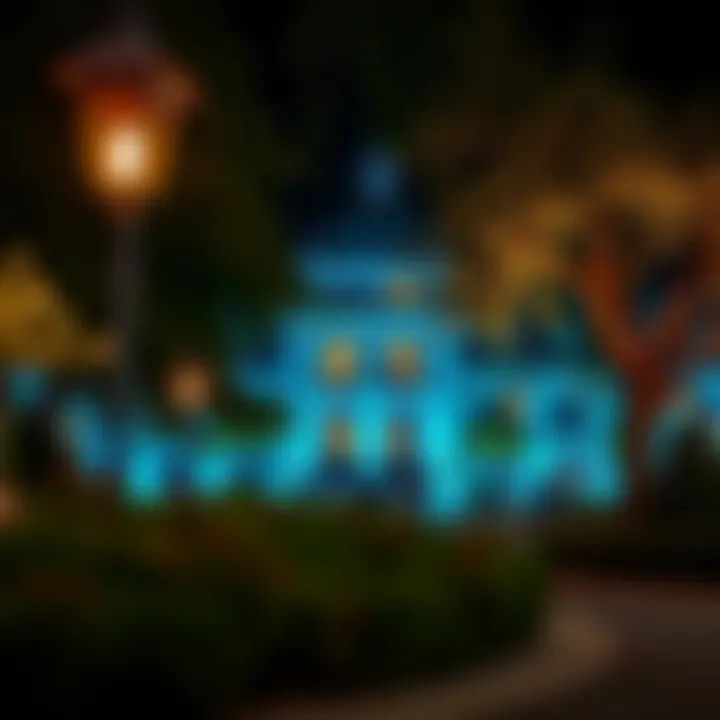 Evening view of Union Garden illuminated with ambient lighting