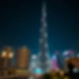 Stunning view of Burj Khalifa at night