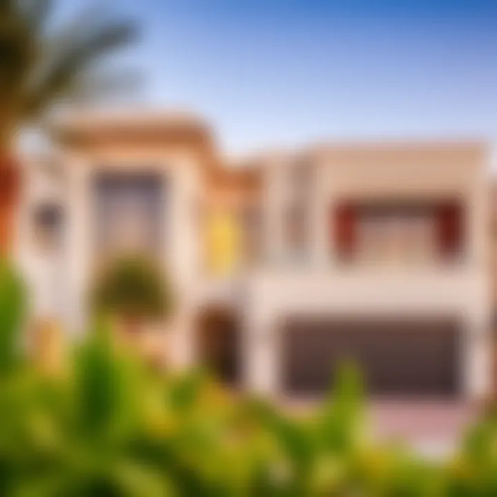 Luxury villa exterior in Al Warqa, showcasing modern architecture