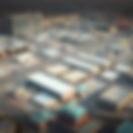 Aerial view of warehouse complexes in Mussafah showcasing location advantages