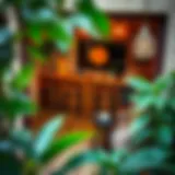 Cozy coffee corner with artistic decor