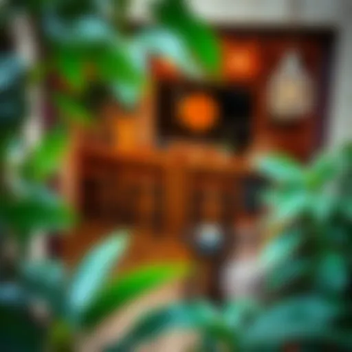 Cozy coffee corner with artistic decor