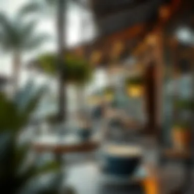 Serene outdoor seating area in a coffee shop