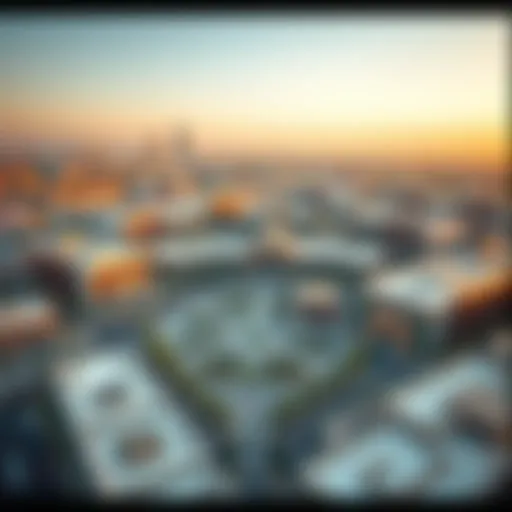 Aerial view showcasing Ghoroob Square's architecture and layout