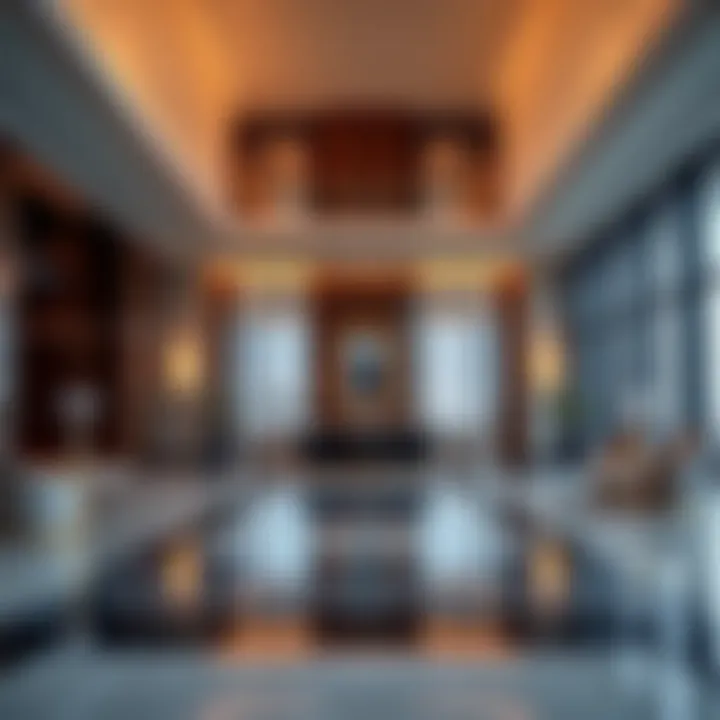 Interior lobby of Grosvenor Business Tower highlighting its elegant design