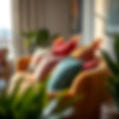 Vibrant textiles and cushions enhancing a cozy space