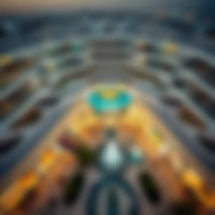 Architectural Marvel of Hudaiba Mall Aerial view of Hudaiba Mall showcasing its architectural design