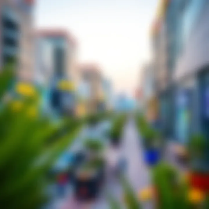 Vibrant Urban Landscape of Festival Plaza Urban landscape surrounding the Festival Plaza with a vibrant atmosphere