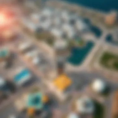 Aerial view of Dubai South highlighting the location of the Jassem Building