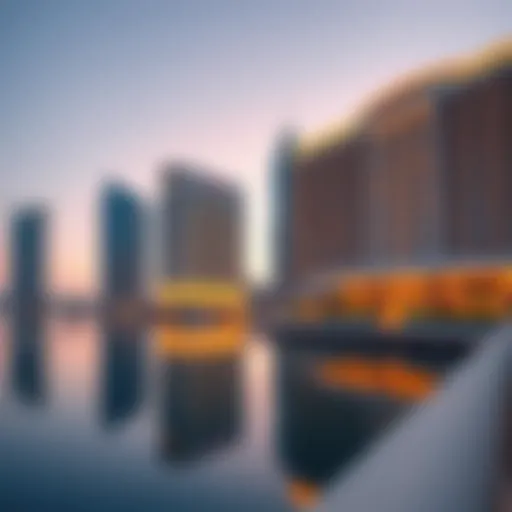 Stunning architectural view of JW Marriott Dubai Marina at dusk