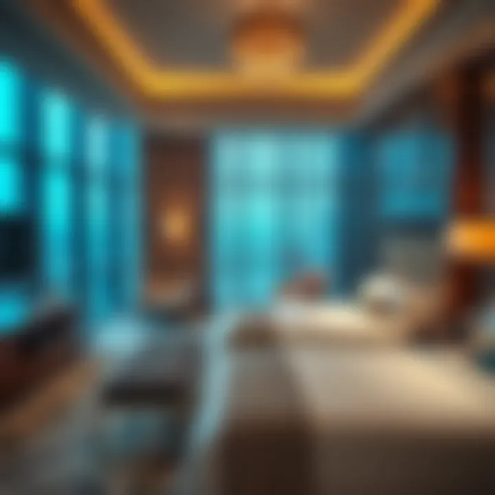 Luxurious guest room interior with modern decor