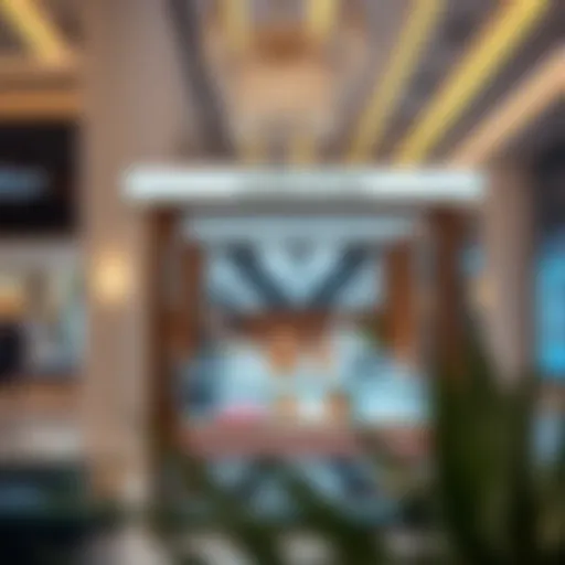 Stylish kiosk in Dubai Mall showcasing luxury products
