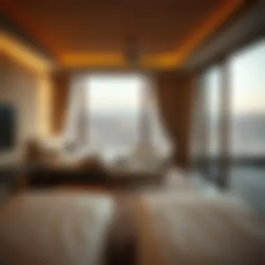 Opulent Desert Retreat: Accommodation Options Luxurious hotel room overlooking the desert